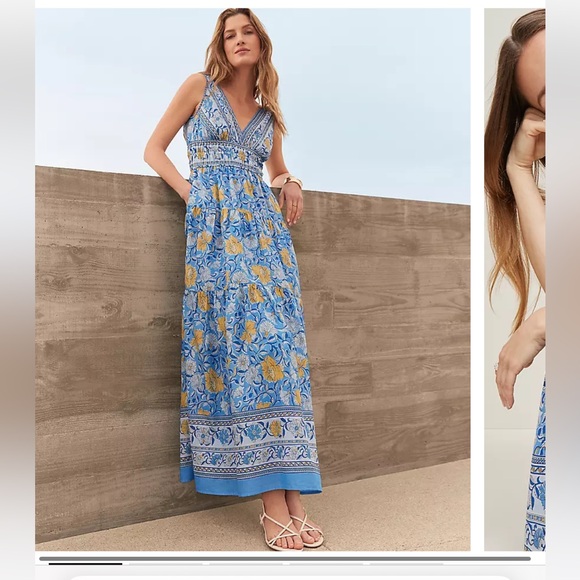 Ann Taylor Dresses & Skirts - Ann Taylor Blue and Yellow Floral Maxi Dress